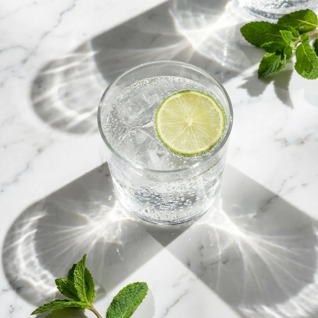 zdrowa żywa woda w szklance